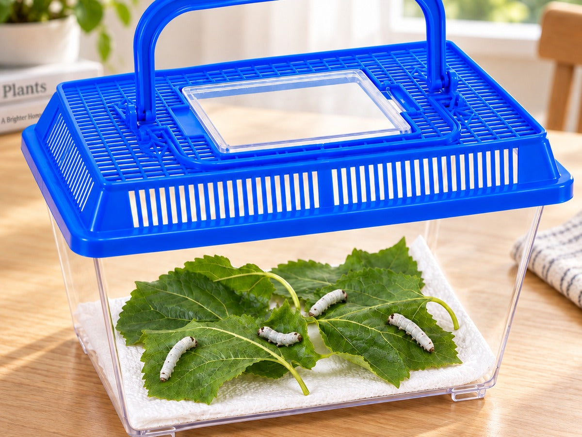 Medium clear silkworm habitat